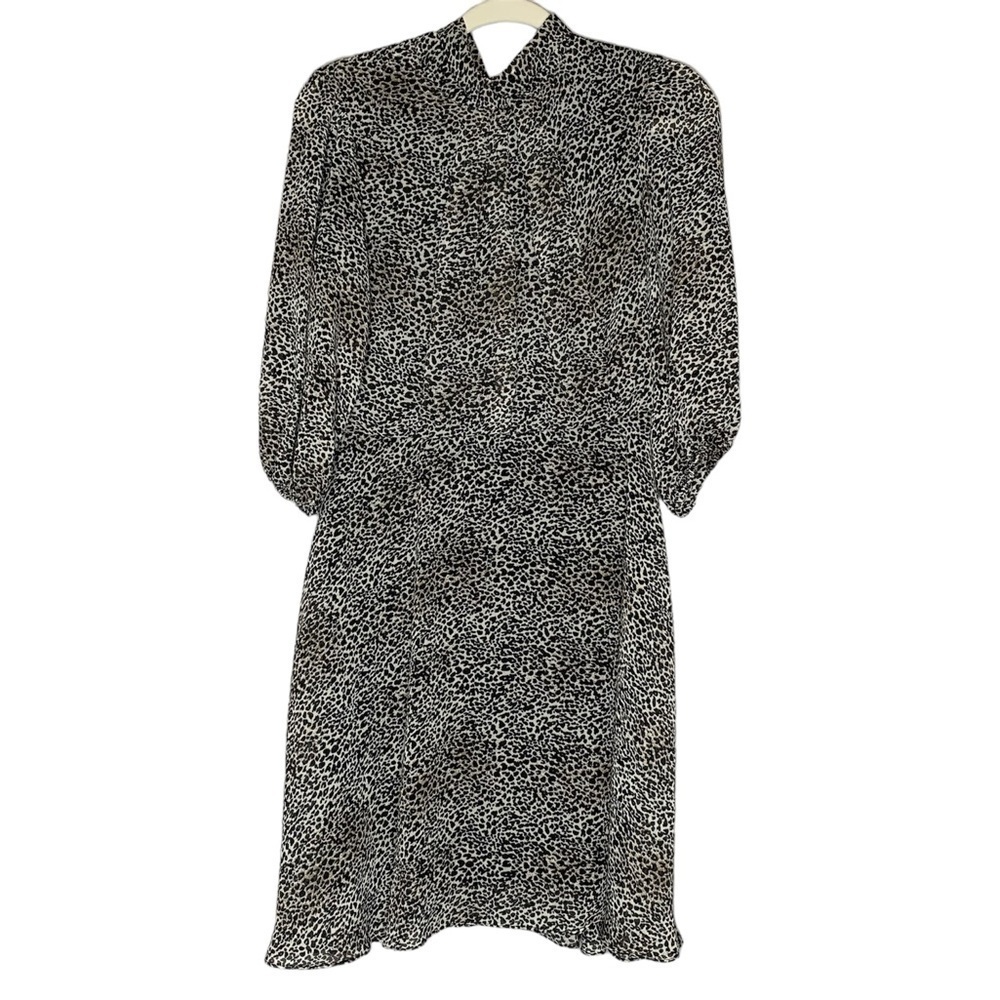 Maison Tara leopard poly chiffon dress 3/4‎ sleeve. Size 10
